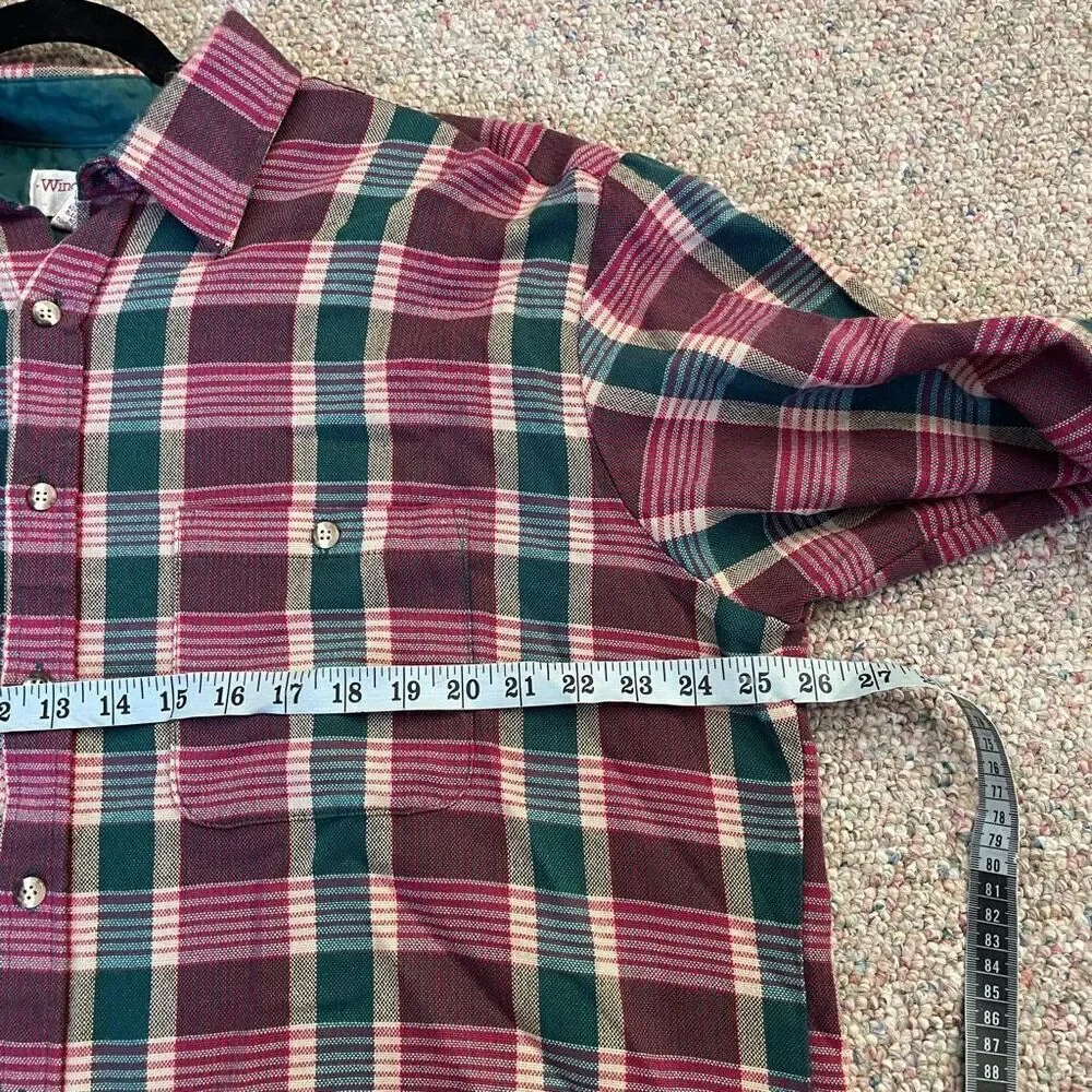 Vintage Plaid Flannel Button Down Shirt 1970s 1980s - Picture 5 of 6